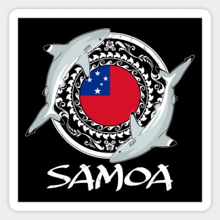 Blacktip reef sharks on Samoan flag Magnet